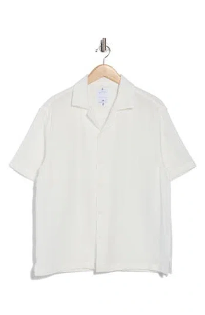 Cactus Man Textured Stripe Camp Shirt In White