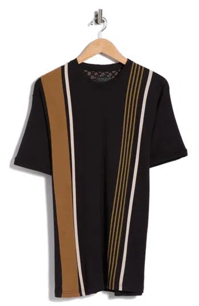 Cactus Man Textured Stripe Short Sleeve T-shirt In Black