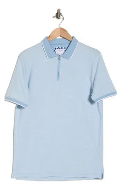Cactus Man Textured Zip Polo In Blue