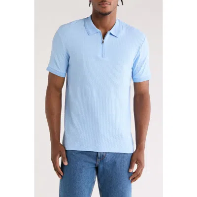 Cactus Man Tipped Half Zip Knit Polo In Blue