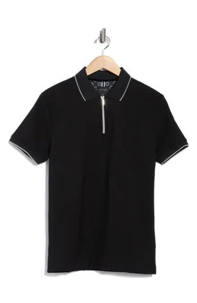 Cactus Man Tipped Half Zip Polo In Black