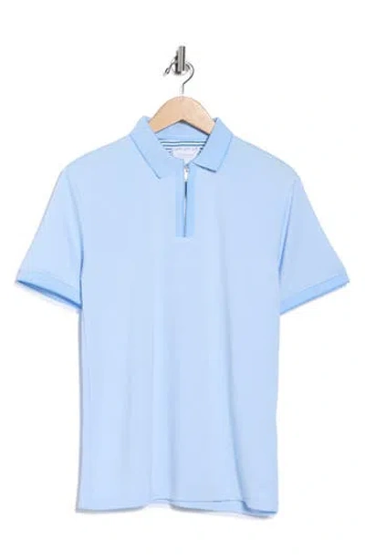 Cactus Man Tipped Half Zip Polo In Blue