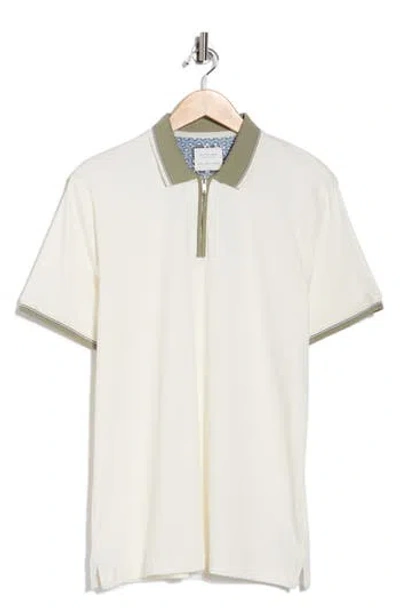 Cactus Man Tipped Quarter Zip Polo In White