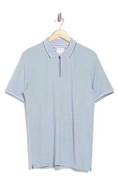 Cactus Man Tipped Zip Polo In Blue