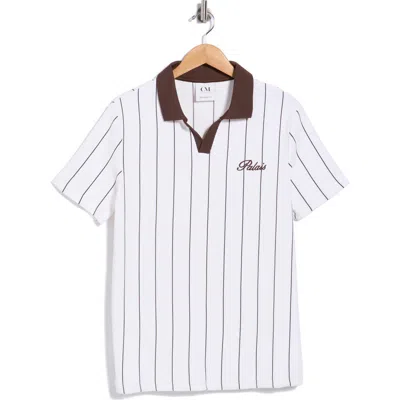 Cactus Man Vertical Stripe Polo In White