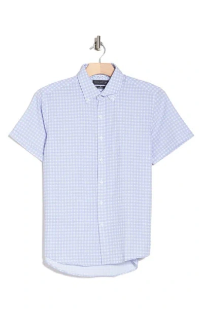 Cactus Man Woven Stretch Gingham Shirt In White