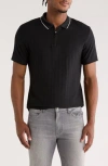Cactus Man Zip Short Sleeve Polo In Black