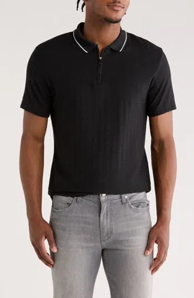 Cactus Man Zip Short Sleeve Polo In Black