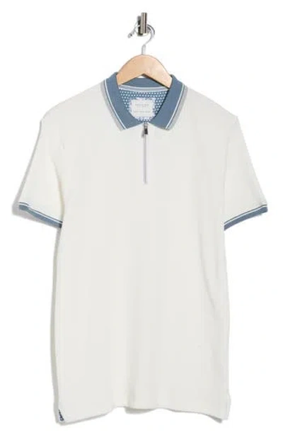 Cactus Man Zip Short Sleeve Polo In White