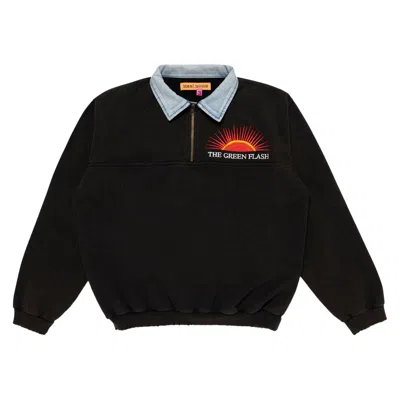 Pre-owned Cactus Plant Flea Market Green Flash Denim Half Zip Fleece 'black' | Men's Size L