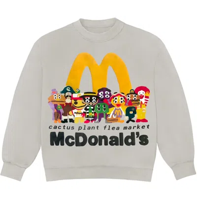 Pre-owned Cactus Plant Flea Market Men's  X Mcdonald's Cactus Buddy! And Friends Crewneck Sweatshirt In Cement In Gray