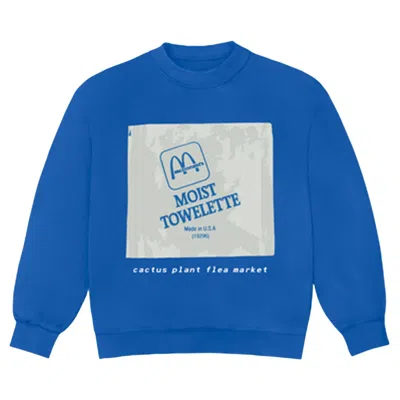 Pre-owned Cactus Plant Flea Market X Mcdonald's Moist Towelette Crewneck 'patient' | Blue | Men's Size S