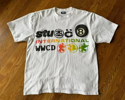Pre-owned Cactus Plant Flea Market X Stussy Large Stussy X Cpfm International T-shirt White 8 Ball Tee In Multicolor