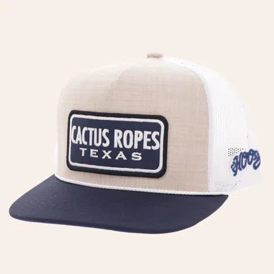 Cactus Ropes Hooey Cream & Blue  Patch Curved Bill Rope Trucker Cap