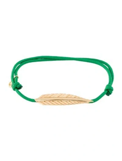 Pre-owned Cadar 18k Feather Friendship Wrap Bracelet In Green