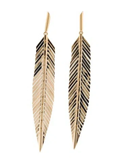 Pre-owned Cadar 18k Medium Feather Drop Earrings In Multi