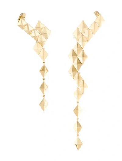 Pre-owned Cadar 18k Python Asymmetrical Climber Drop Earrings In Multicolor