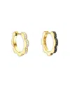 Cadar 18k Yellow Gold Bloom White & Black Diamond Outline Flower Small Hoop Earrings In Yellow Gold