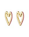 Cadar 18k Yellow Gold Endless Ruby Heart Hoop Earrings In Pink/gold