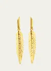 CADAR 18K YELLOW GOLD SMALL FEATHER DROP EARRINGS