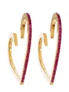 Cadar 18kt Yellow Gold Heart Ruby Earrings In Gold