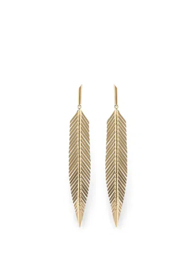 Cadar Feather Drop Earrings In Gold