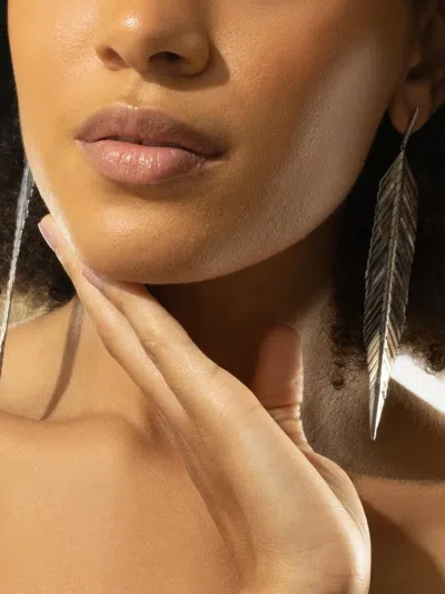 Cadar Second Skin Feather Drop Earrings In Silver