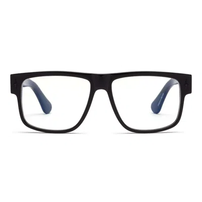 Caddis Mister Cartoon Blue Block Lens Glasses - 0 In Black