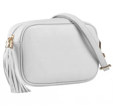 Cadenza Italy Leather Camera Style Crossbody Bag In White