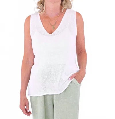 Cadenza Italy Soft V-neck Sleeveless Top In White