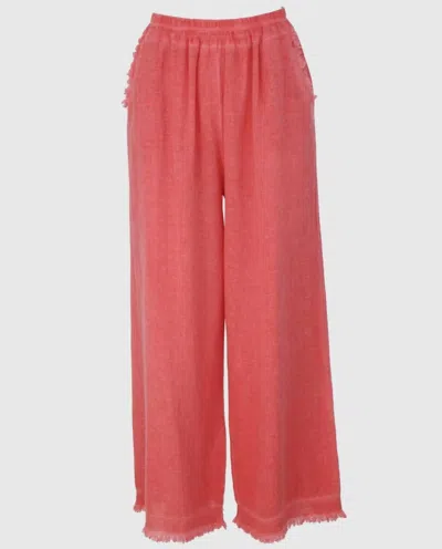 Cadenza Italy Women's Linen Pants In Coral In Pink