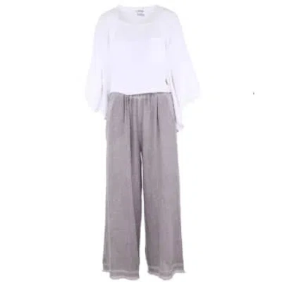 Cadenza Linen And Cotton Blend Trousers In Truffle In Grey