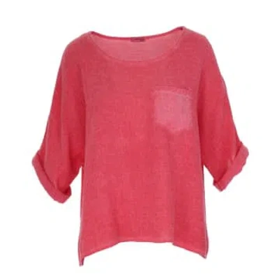 Cadenza Linen & Cotton Pocket Top In Pink