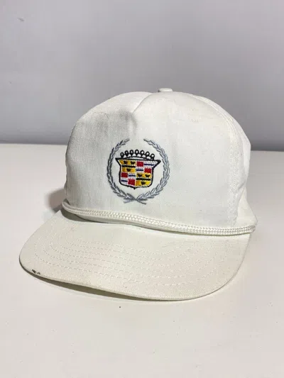 Pre-owned Cadillac X Made In Usa 80's Cadillac Made In Usa Cap Snapback Racing Hype Y2k In White