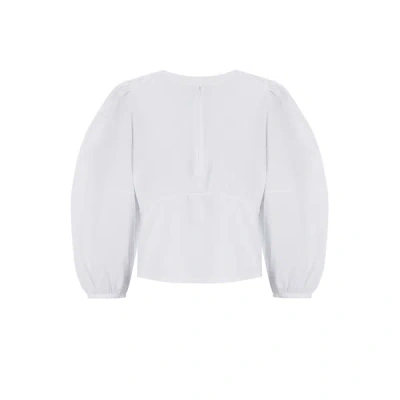 Caes Balloon Sleeve Top In White