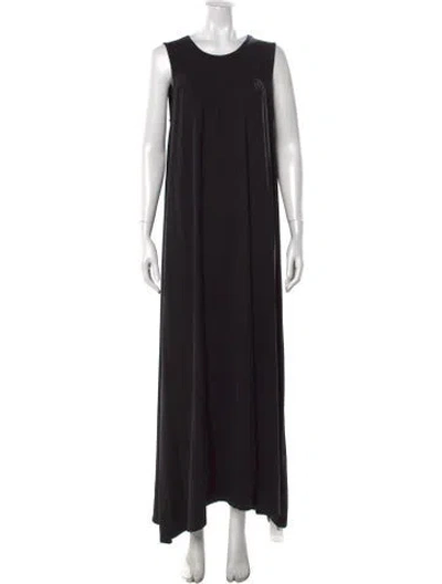 Pre-owned Caes Crew Neck Long Dress In Black