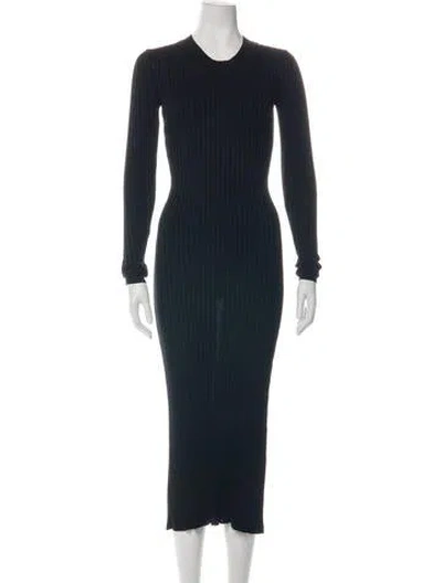 Pre-owned Caes Crew Neck Long Dress In Black