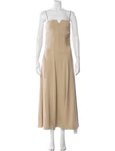 Pre-owned Caes V-neck Long Dress W/ Tags In Neutral