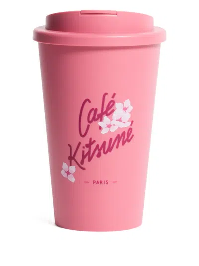 Café Kitsuné Blossom-graphic Travel Mug In Pink