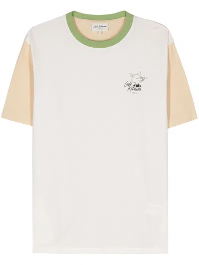 Café Kitsuné Cafe Kitsune Colourblock Relax T-shirt-shirt Clothing In M158 Tapioca Colourblock