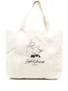 Café Kitsuné Fox Cotton Tote Bag In Neutrals