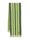 Café Kitsuné Fringed Scarf In Green