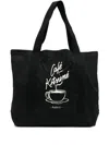Café Kitsuné Graphic-print Canvas Tote Bag In Black