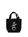 Café Kitsuné Logo Print Canvas Tote Bag In 黑色