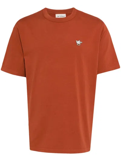 Café Kitsuné Logo-patch Cotton T-shirt In Brown