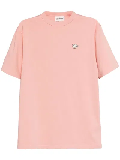 Café Kitsuné Logo-patch Cotton T-shirt In Pink