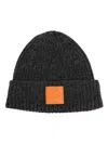 Café Kitsuné Logo-patch Ribbed Knit Beanie In Grey