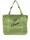 Café Kitsuné Logo Print Canvas Tote Bag In Green