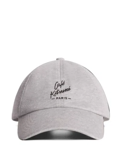 Café Kitsuné Logo-embroidered Baseball Cap In Gray