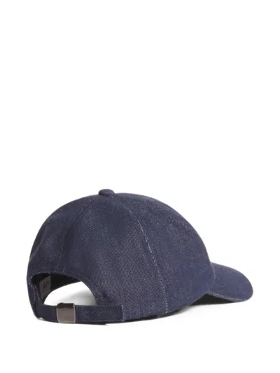 Café Kitsuné Logo-embroidered Denim Baseball Cap In Blue